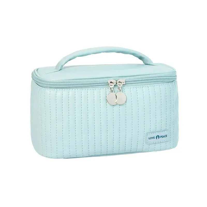 Makeup Bags for Women Travel Toiletry Cute Cases Bag Portable Solid Color Makeup Organizer Box Cosmetic Bag Neceser PU Leather