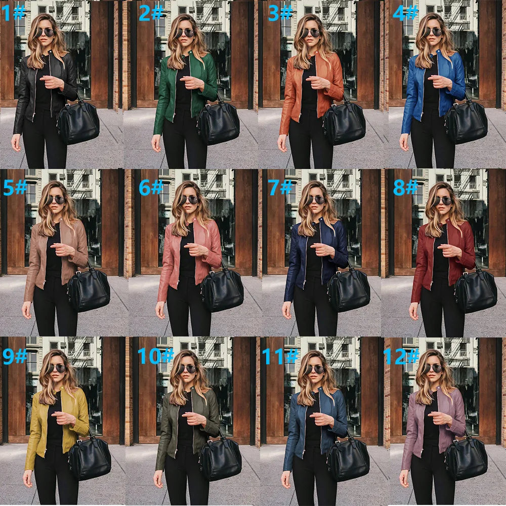 Vintage Women Pu Jacket Women High Street Coat Oversize Faux Leather Moto Biker Coats Punk Casual Cropped Outerwear