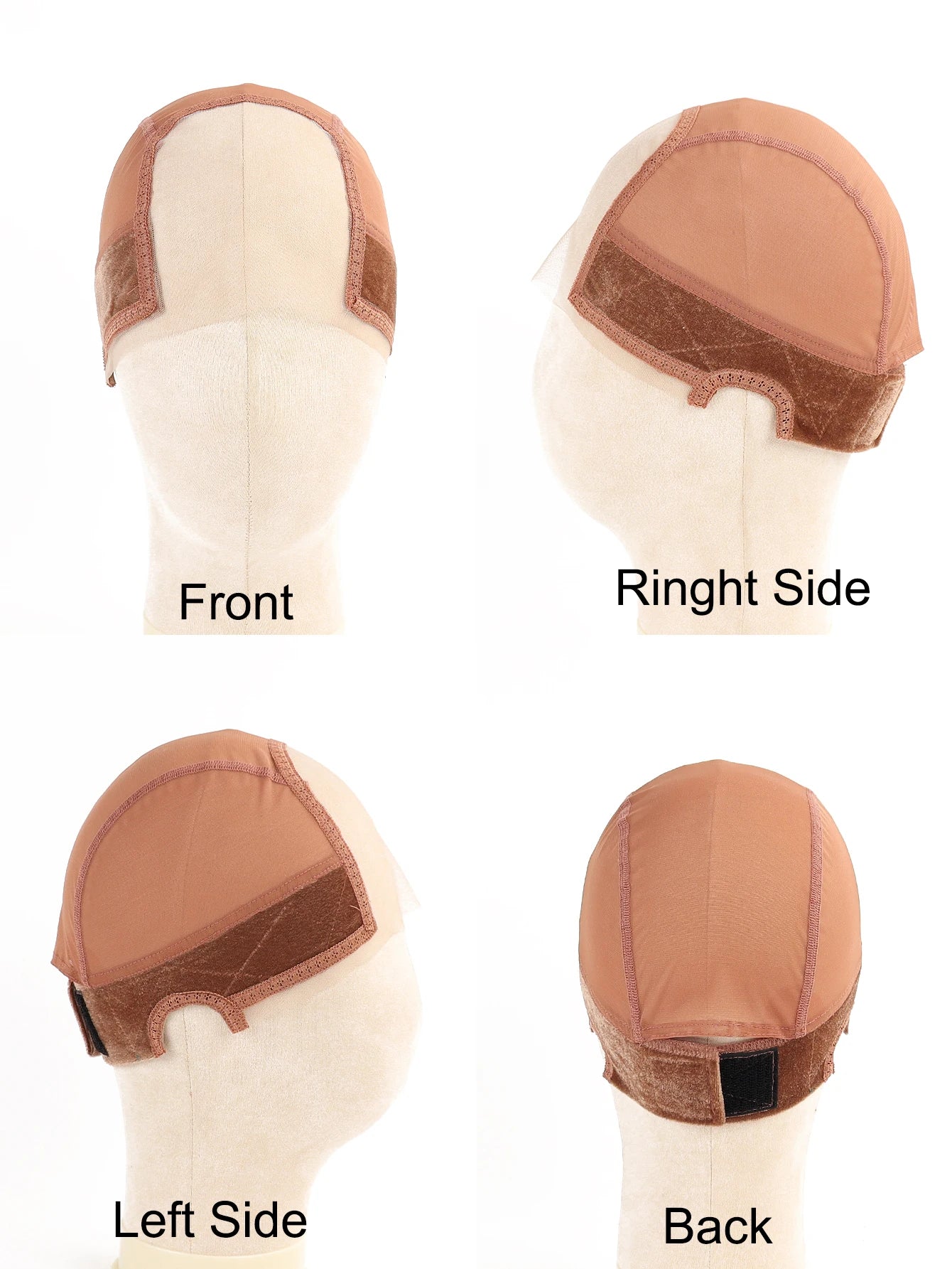 Lace Wig Cap for Women, U Part Wig Making Cap with Adjustable Velvet Wig Grip Band, Nude Hair Net Headband Wig Cap