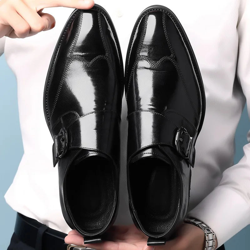 Zapatos de vestir de negocios para hombre con cierre, zapatos de cuero formales para hombre, calzado Oxford, mocasines Oxford de cuero de alta calidad para hombre