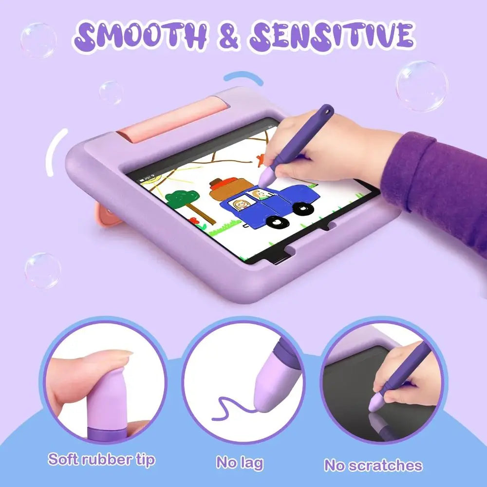 Anti-Rolling Kid-Friendly Stylus Pens New Touch Screens Kids Tablet Stylus Pens with Anti-lost Tether Silicone Capacitive Pen