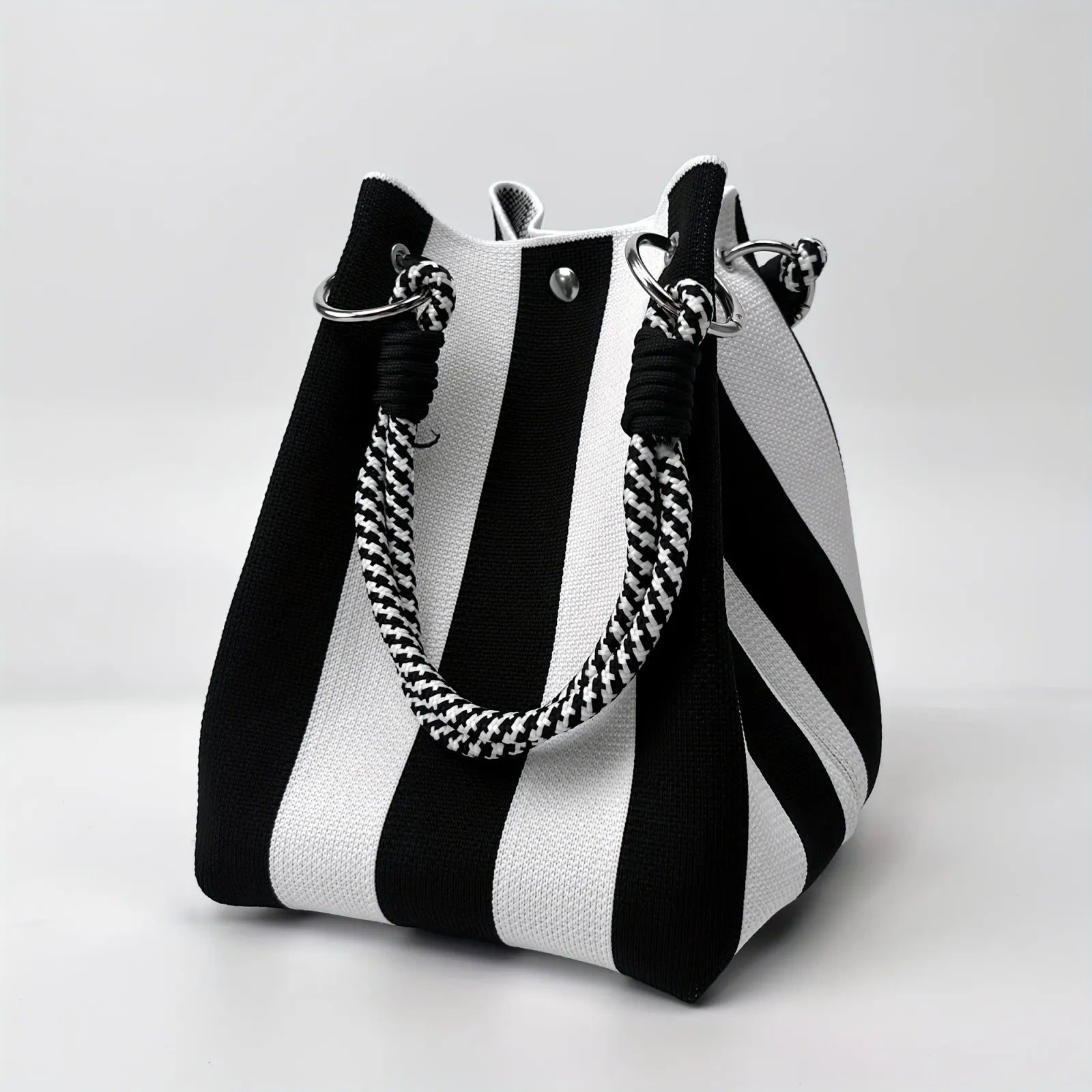 Knit Striped Bucket Bag