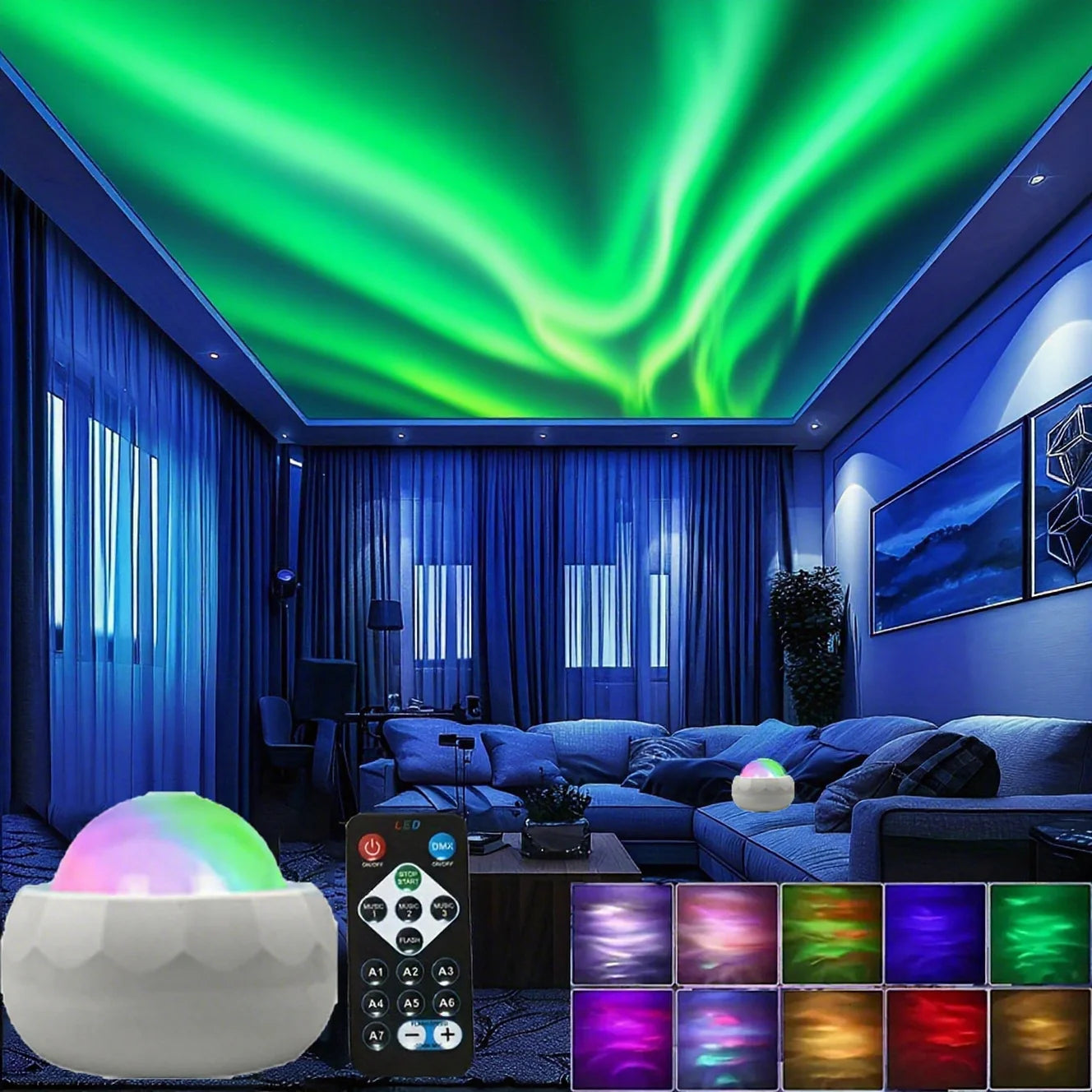 New LED Night Light 7 Modes Starry Sky Projector Light with Remote Control USB Plug-in White Auto Rotate for Bedroom Party Decor