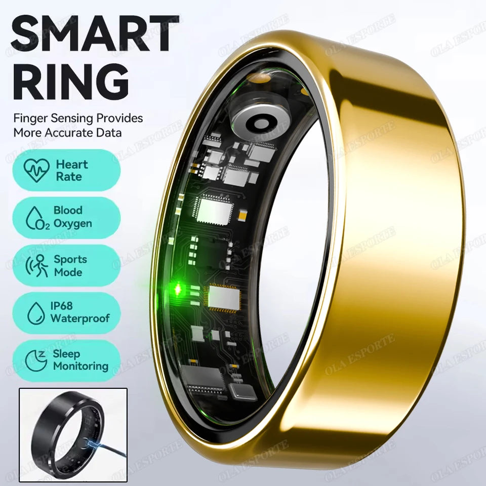 New Smart Ring Heart Rate/Health Sleep Monitor Multi Sport Modes IP68 & 10ATM Waterproof Use Time 3 Days Rings Gift For Man