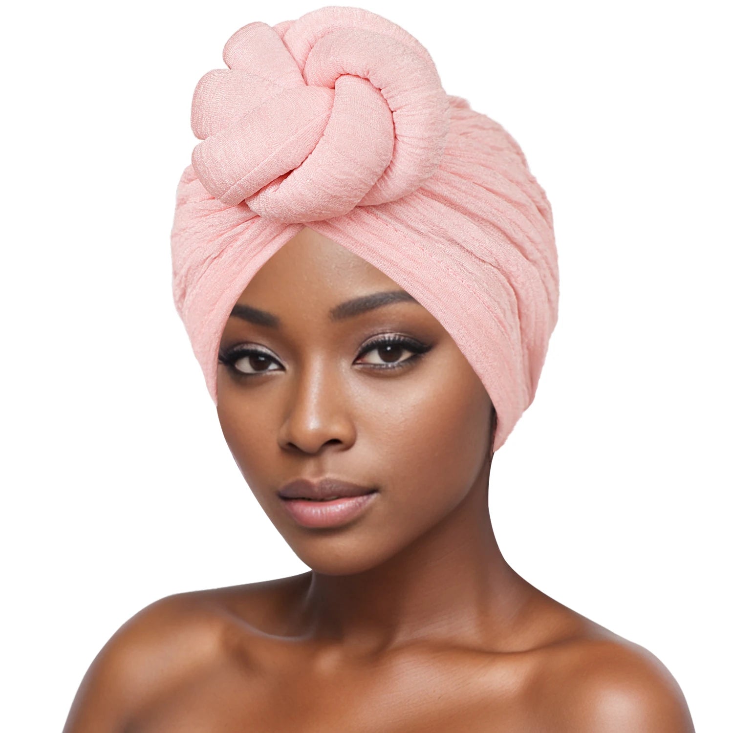 Women’s Fashion Turban – Bubble Cloth Headwrap with Large Flower Design