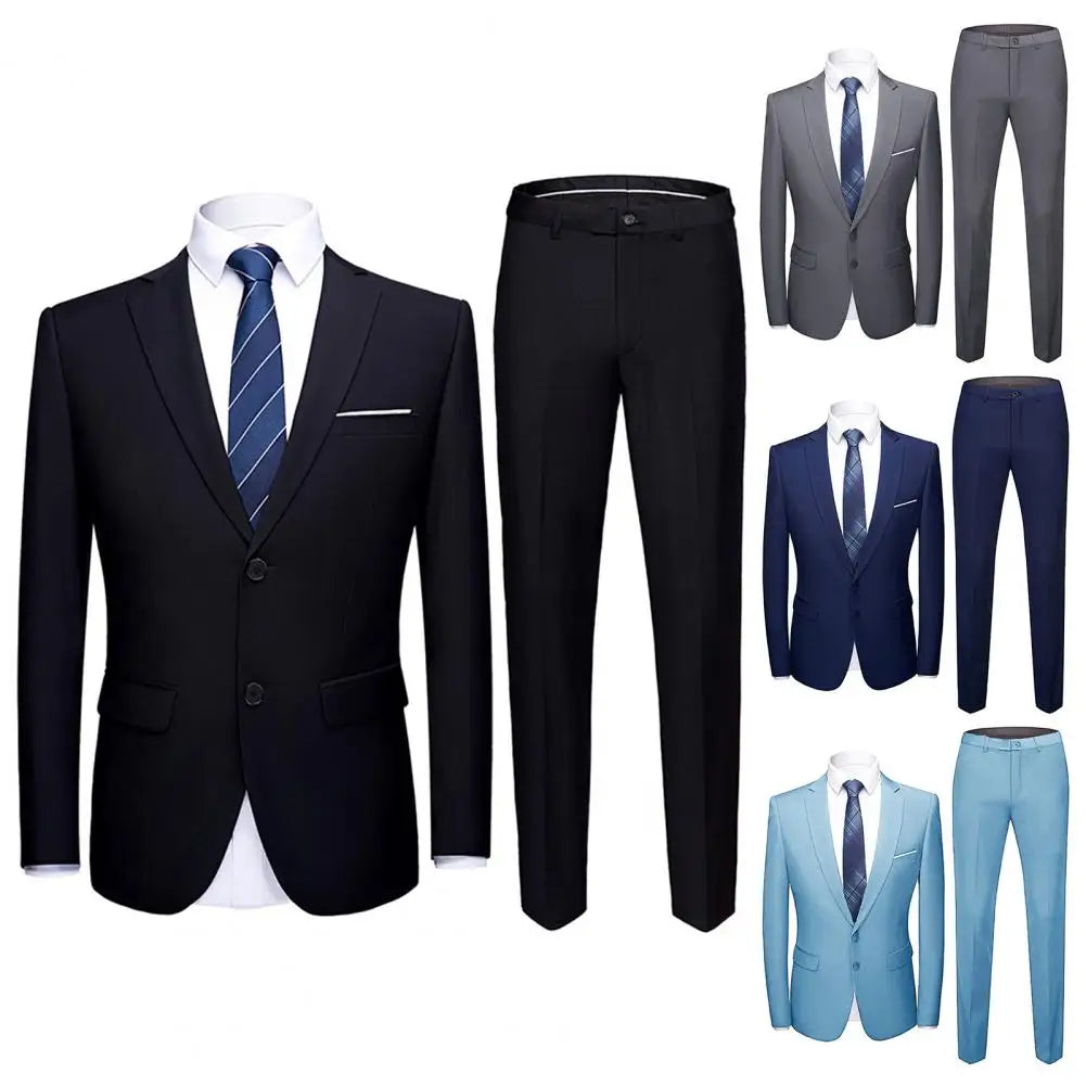 Wedding Suit For Men Set Elegant Blazers Formal 2 Pieces Full Jackets Pants Classic Business Coats