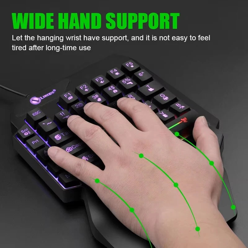 Teclado gaming de una mano y 35 teclas, mini teclado USB ultradelgado con retroiluminación para ordenador portátil, de sobremesa y smartphone