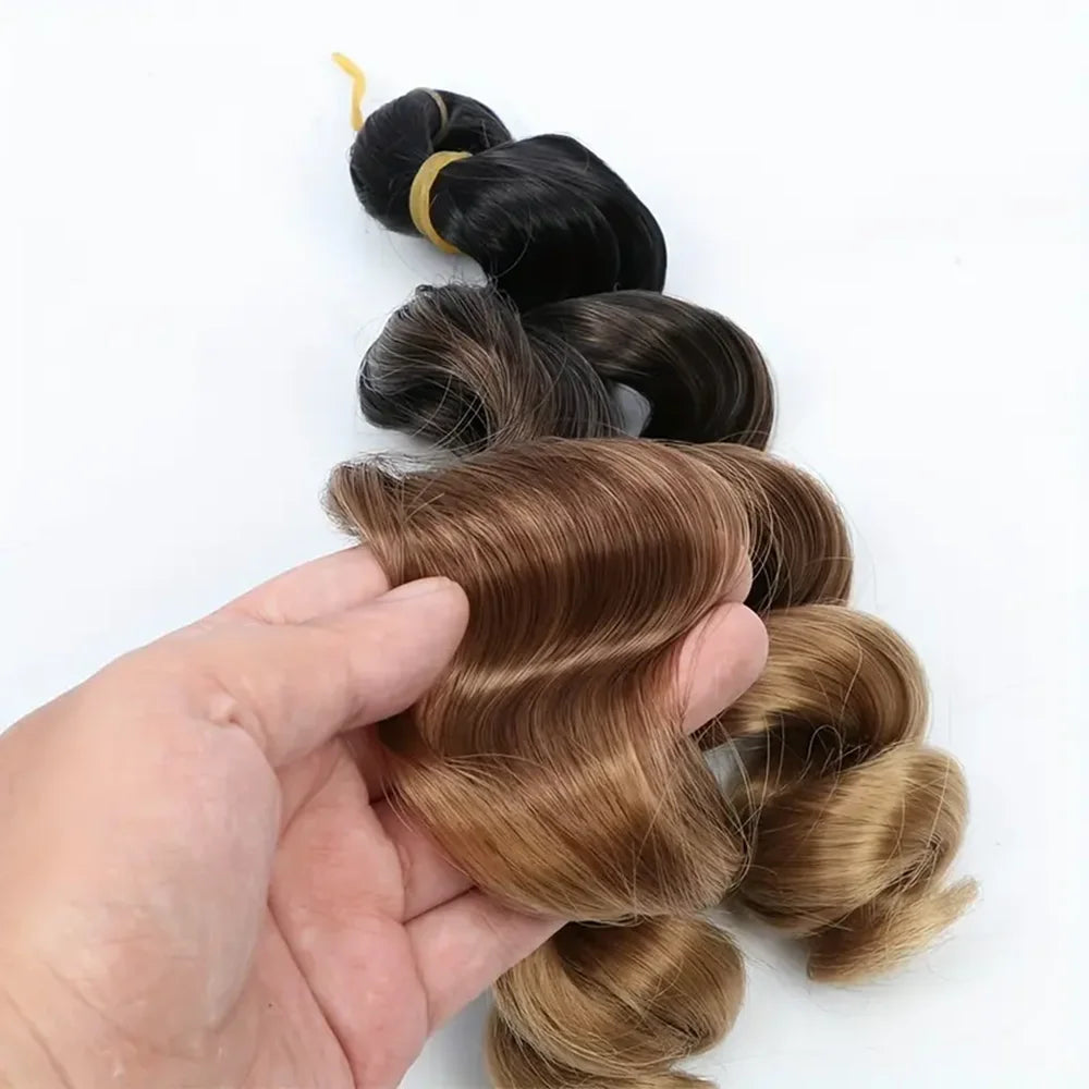 12inch Synthetic French Loose Curl Crochet Hair Extensions Spiral Curly Body Wave Monochrome Mixed Color for Women girls Party