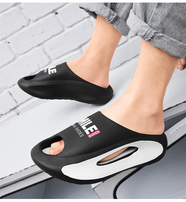 Men Slippers New Slides with a Sense High Aesthetic Value External Wear Anti Slip Thick Bottom, Beach Cool Slippers for Men