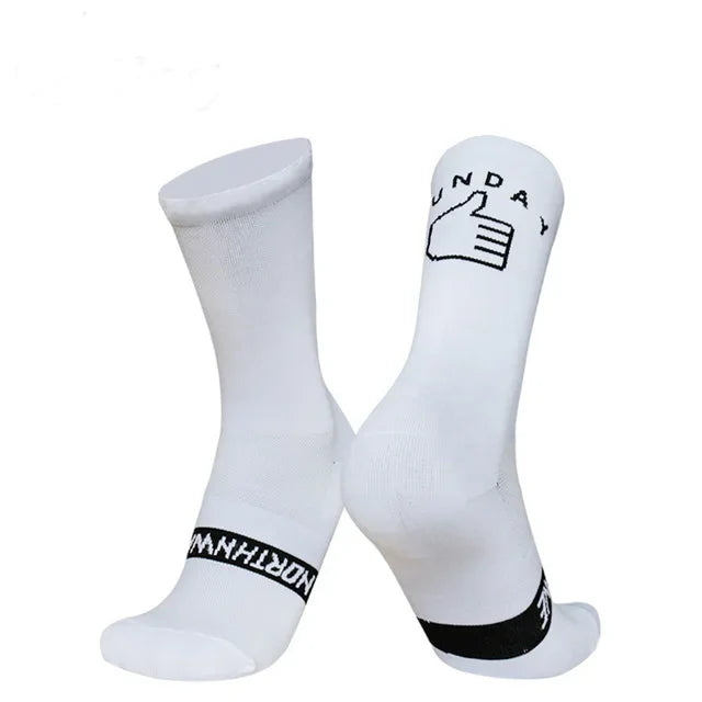 Deporte Correr Lunes Calcetines Nuevo Domingo Transpirable Ciclismo Calcetines de Ciclismo de Carretera para Hombres Mujeres calcetines ciclismo