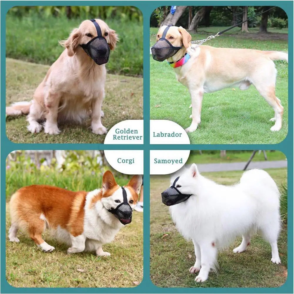 Bozales para perros, ajustables y transpirables, cubrebocas para perros, antiladridos, antimordeduras, de malla, para perros de hocico largo