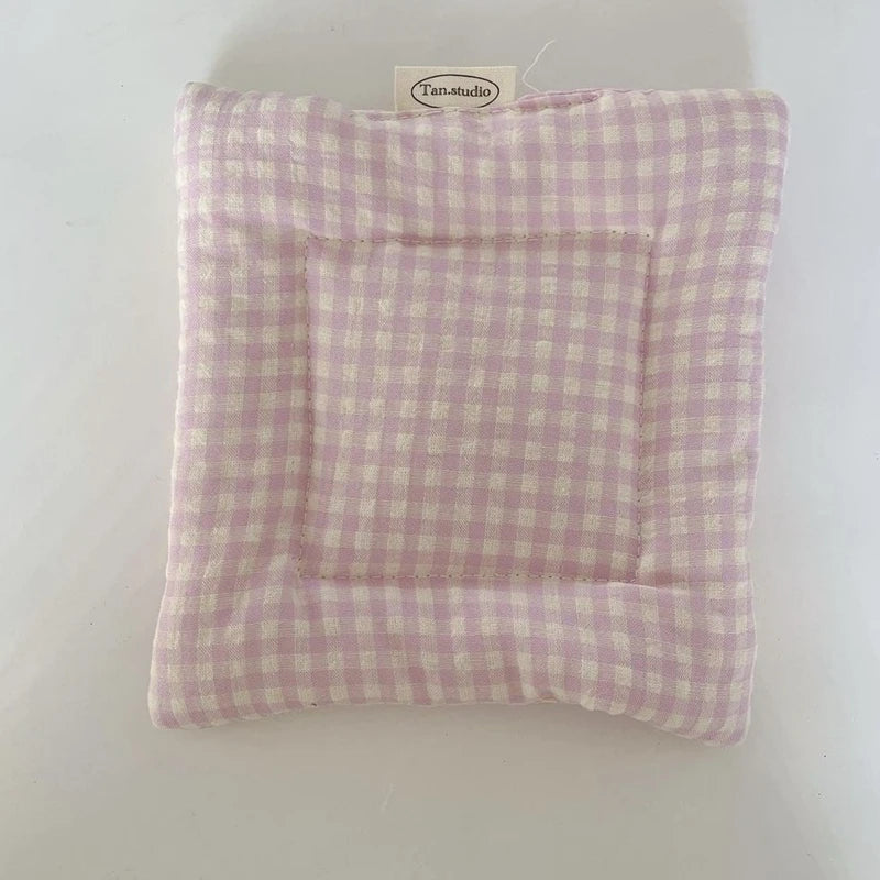 Dessous de verre style coréen fait main en coton à carreaux, coussin isolant, set de table, décoration de la maison, accessoire de cuisine