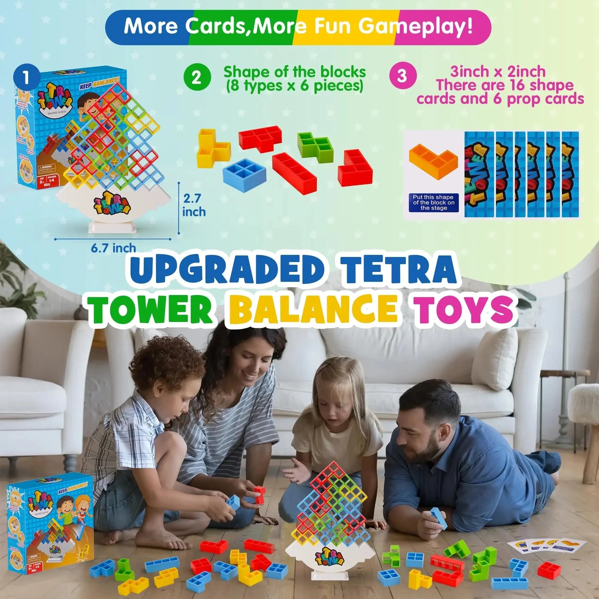 Puzles Tetra Tower Divertido Juego de Mesa de Equilibrio para Apilar Bloques de Construcción para Niños, Adultos, Amigos, Equipo, Dormitorio, Noche de Juegos Familiares, Fiesta
