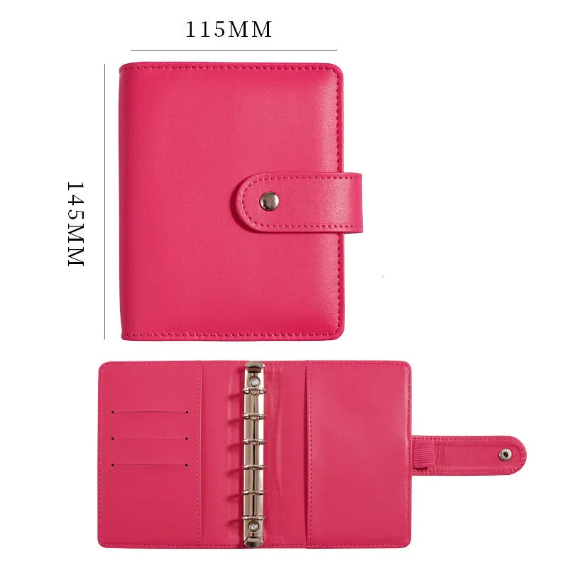 A5 A6 A7 Macaron Color 6 Ring Binder PU Clip-on Notebook Leather Loose Leaf Notebook Cover Notebooks Journal Kawaii Stationery