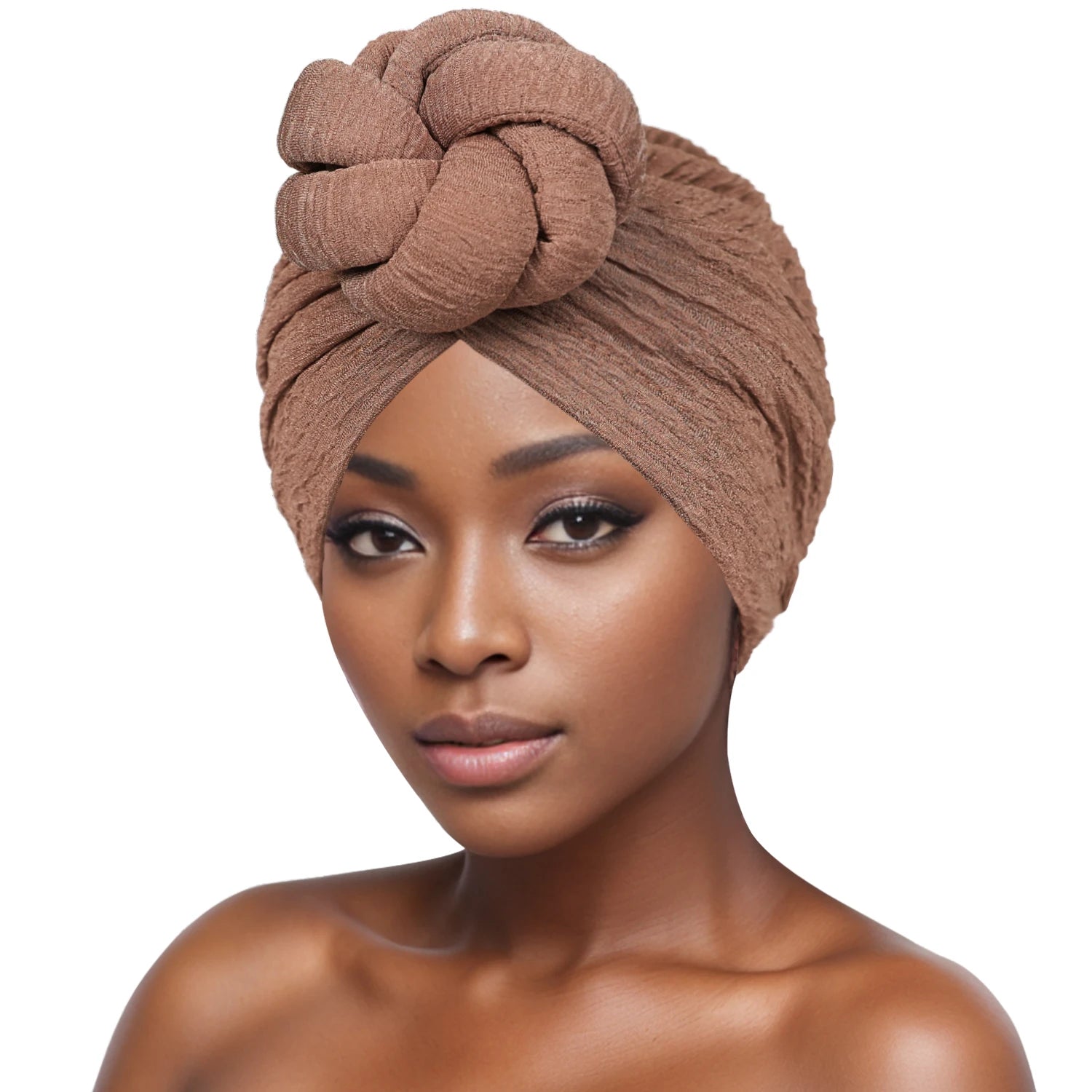 Women’s Fashion Turban – Bubble Cloth Headwrap with Large Flower Design