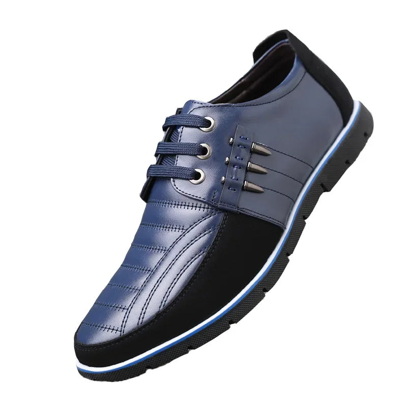 Men Genuine Leather fur Shoes High Quality Elastic Band Fashion Design Solid Tenacity Comfortable Men's Shoes Big Sizes s34