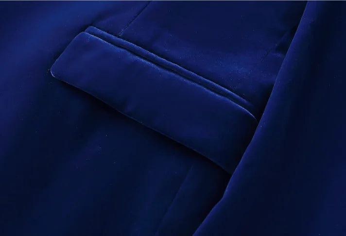High-grade Men Luxury Gold Velvet Suit One Button Slim Fit Jacket Blue / Red / Green New Homme Wedding Prom Party Dress Blazer