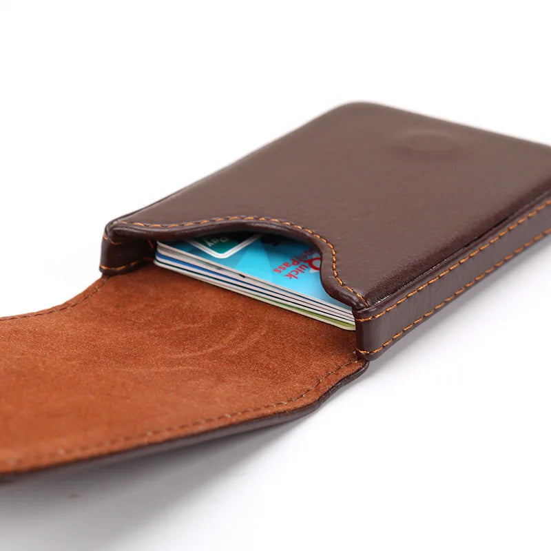 Business Card Holder, Vertical Version PU Leather Business Card Case Pocket Business Name Card Holder With Magnetic Shut