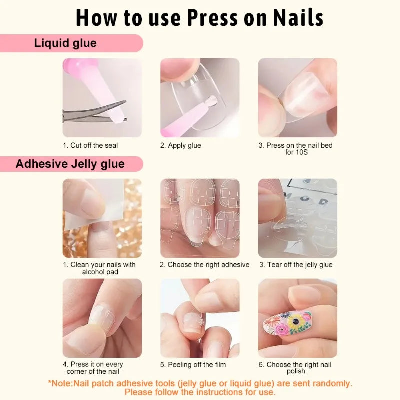 24Pcs Almond Press-On Nails in Pink Cat Eye with Heart & Strawberry Designs – Glossy Acrylic Stick-On Nails for Women & Girls