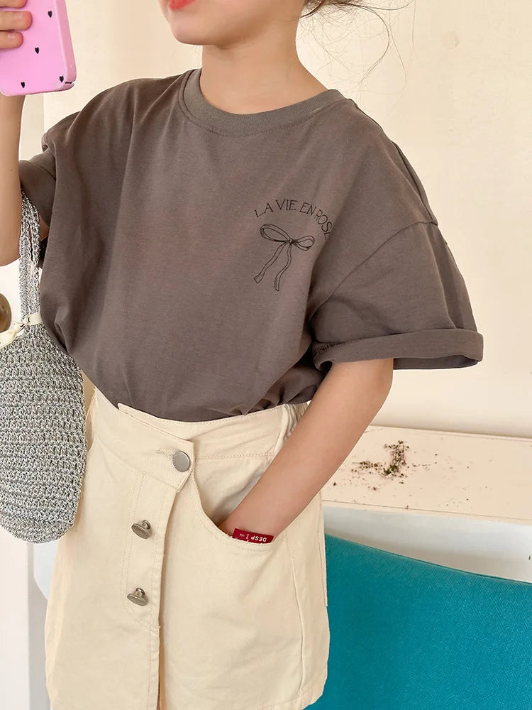 Ropa Infantil Niña Niños Camiseta de Manga Corta Ropa de Niña Verano Tops Ropa de Niños Ropa de Niño Ropa De Niña Ropa De Niño