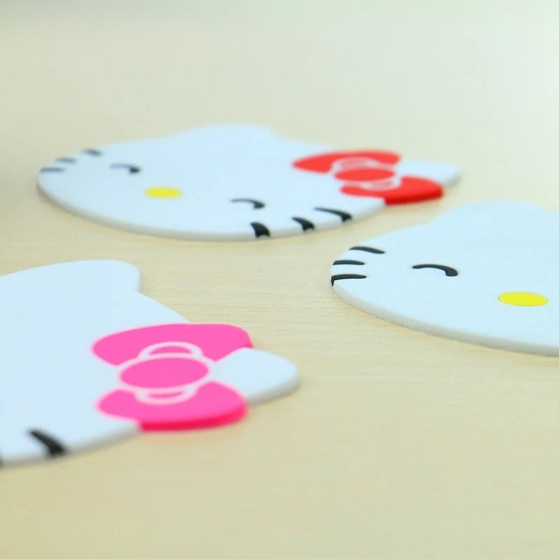 Hello Kitty Coaster Creative Cute Table Insulation Placemat Mat Kawaii Kitchen Accessories Drink Cup Coasters Non-slip Cup Mat