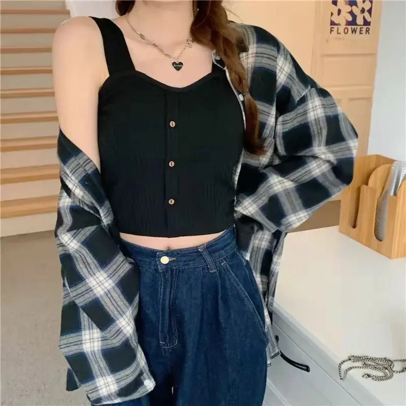 Women's Cropped Tops with Bra Pads Summer 2025 Corset Korean Suspenders Vest Sexy Slim Camisole