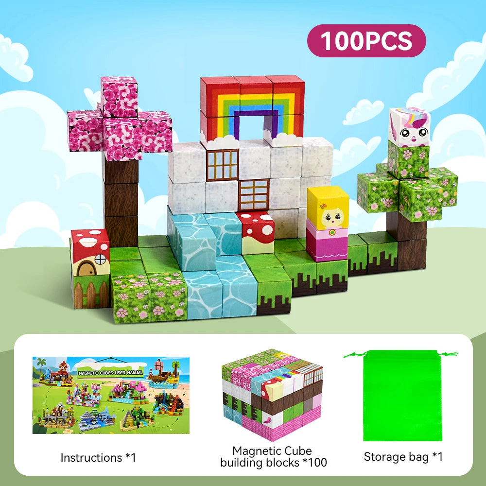 Magnetic Blocks-Magnetic Building Blocks,STEM Educational Magnet Toy Magnet Cubes Toys Stacking Learning Toys for Boys Girls