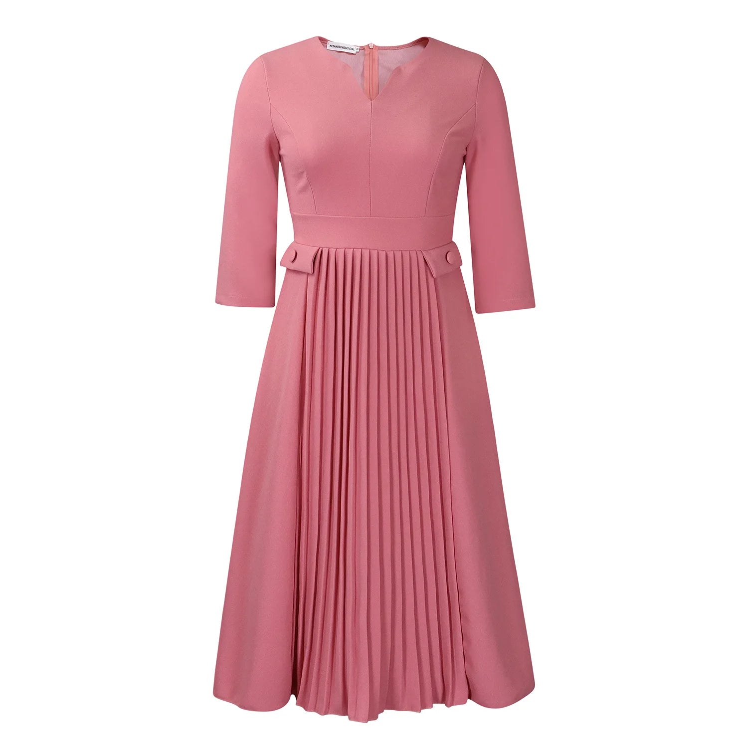 Women's Clothing Autumn New Fashion Temperament Elegant Solid Color Pleated African Dress