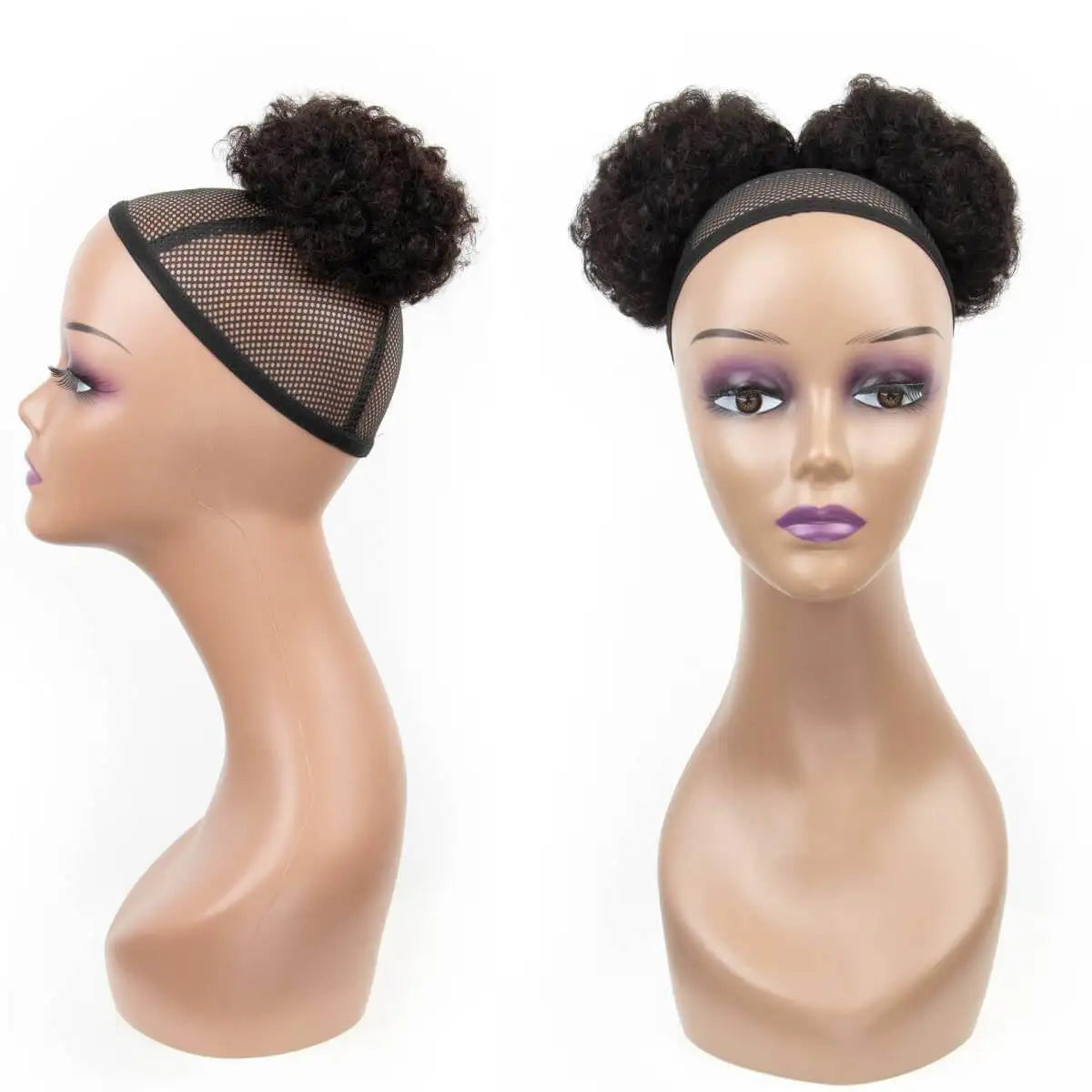 Accessoires capillaires queue de cheval synthétique 6 pouces Afro Puff avec cordon de serrage, cheveux crépus bouclés doux, chignon élastique pour enfants et femmes