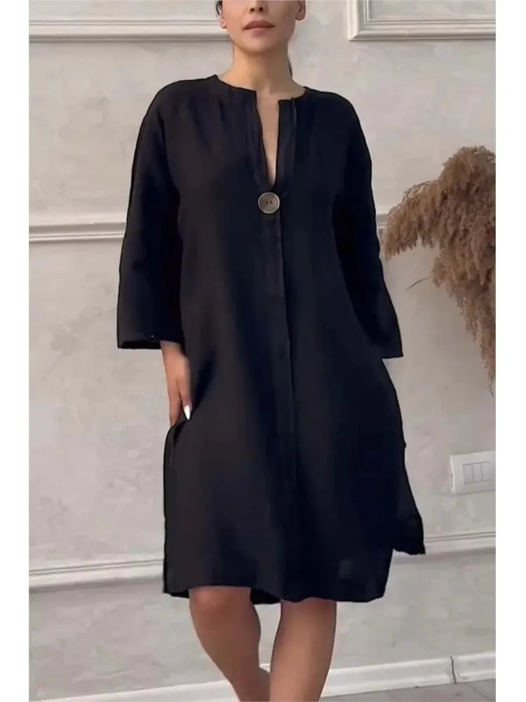Y2k Long Sleeve Linen Maxi Dress Women Summer Summer Casual Solid Color Party Loose Long Dresses Elegant Vestidos