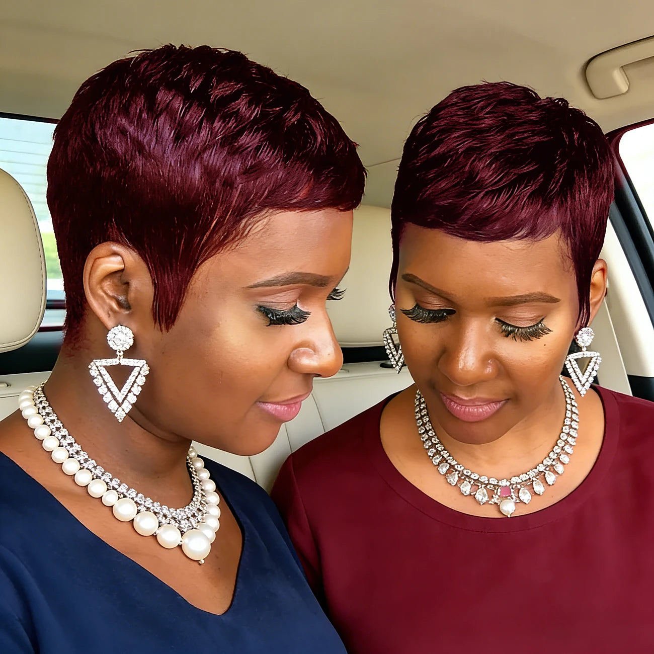 Pixie Wig Human Hair 99J 30# 4# Short Wigs Soft Brazilian Hair Machine Made Natural Looking for Party, Cosplay & Daily Fashion