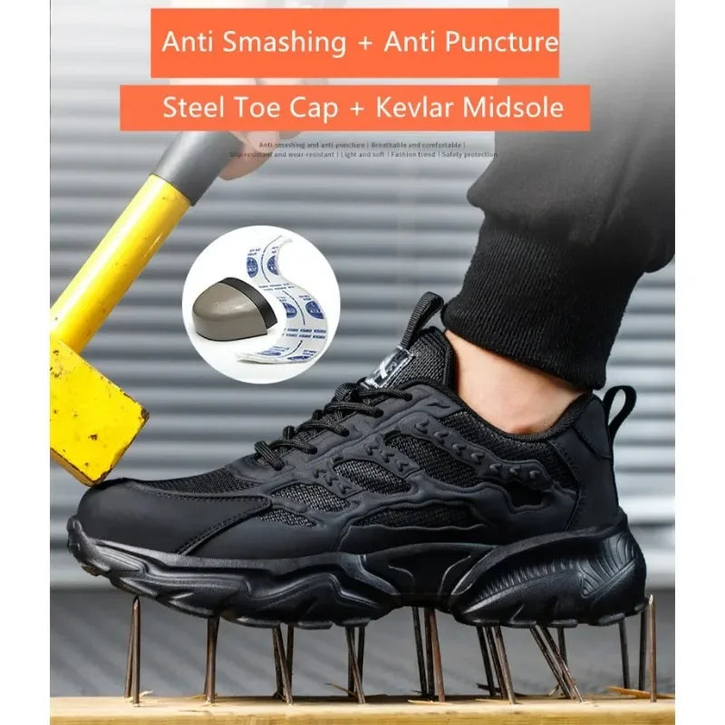 white work shoes lightweight comfortable safety shoes man women work shoes with a steel toe puncture proof safety work sneakers