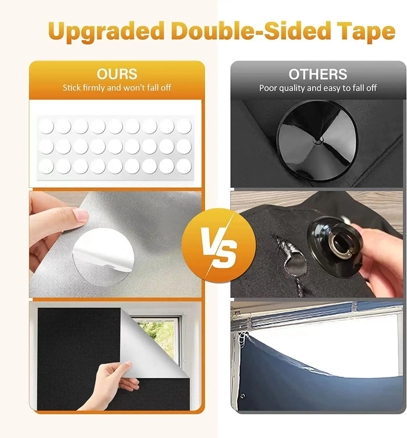 100% Blackout Curtain Removable Portable Travel Blocking Darkest Window Film Cloth Temporary DIY No Drill Blackout Curtains