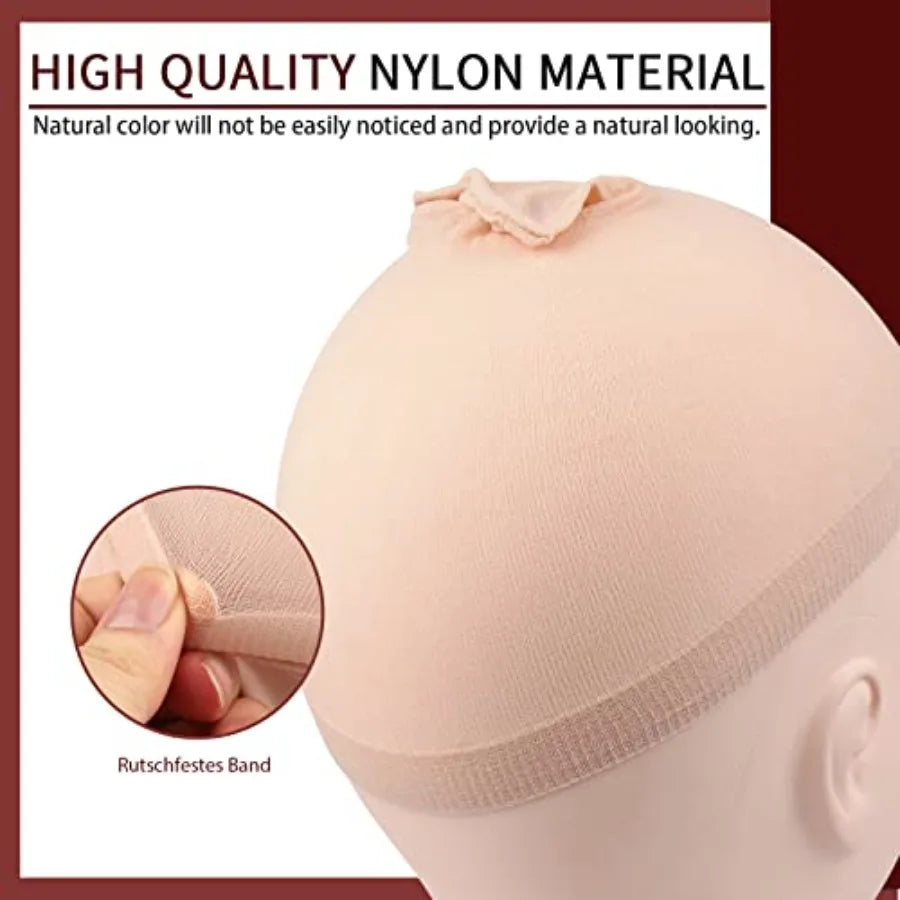 Wig Cap, 4PCS Nylon Wig Caps Nude for Women, Stocking Wig Caps for Halloween, Cosplay. Wig Cap for Women, Men,,Stocking Caps fo