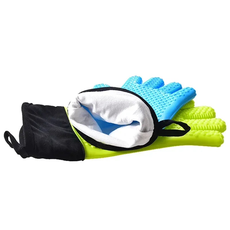 Heat Resistant Oven Gloves for Microwave, Flexible Double Layer Baking Gloves with Silicone and Cotton Kitchen Mitts