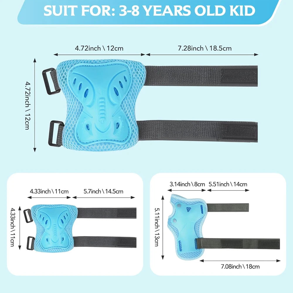 Juego de equipo de protección 6 en 1 para niños, rodilleras para niños de 3 a 10 años, rodilleras y coderas para niños pequeños con protectores de muñeca para patinar y andar en bicicleta