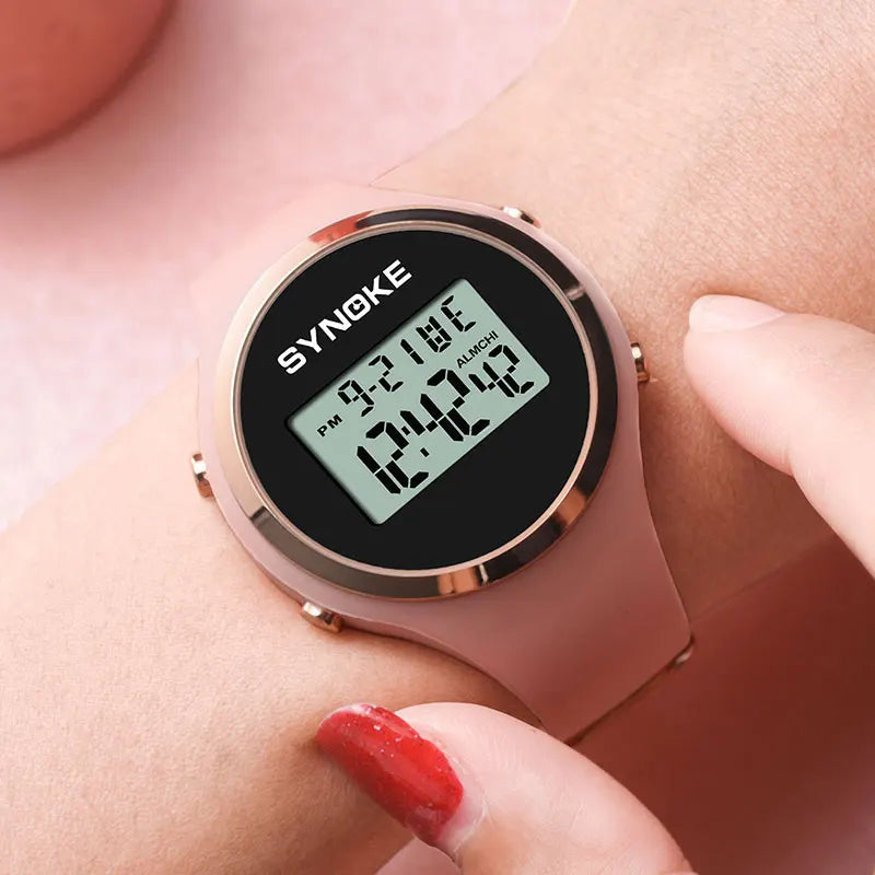 SYNOKE Women's Watch Digital Women Dress 50M Waterproof Stopwatch Sports Luminous Multifunction LED Electronic Wrist Watch Lady