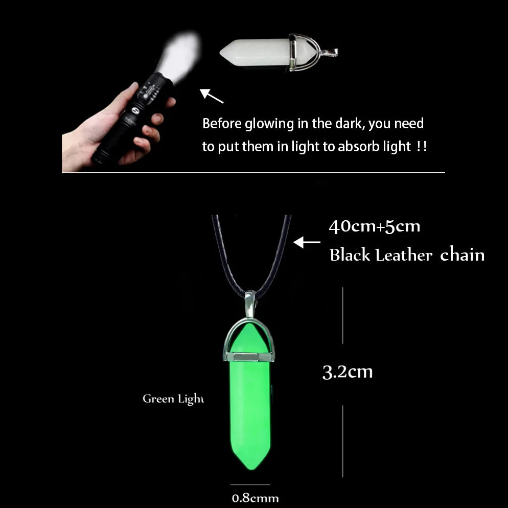 Juego de 2 unidades de collares magnéticos con colgante de corazón y columna hexagonal luminosa, de piedra natural, con colgante geométrico, para parejas, regalos de joyería