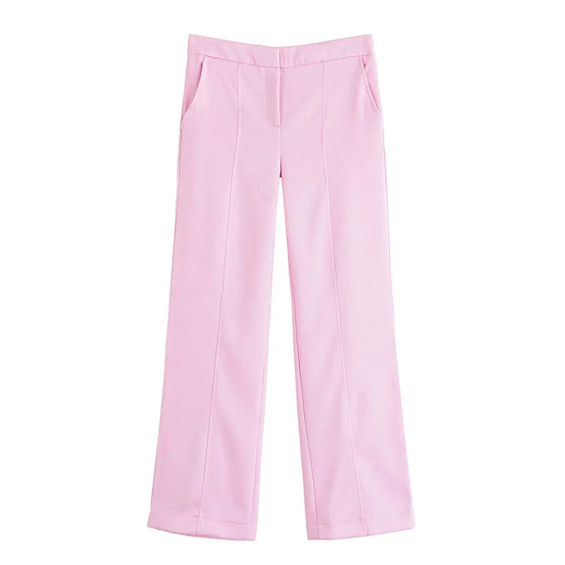 HipSeam High Waisted Pants Sets Women Summer Short Sleeve Double Breasted Blazer Pocket Trousers Women Outfit
