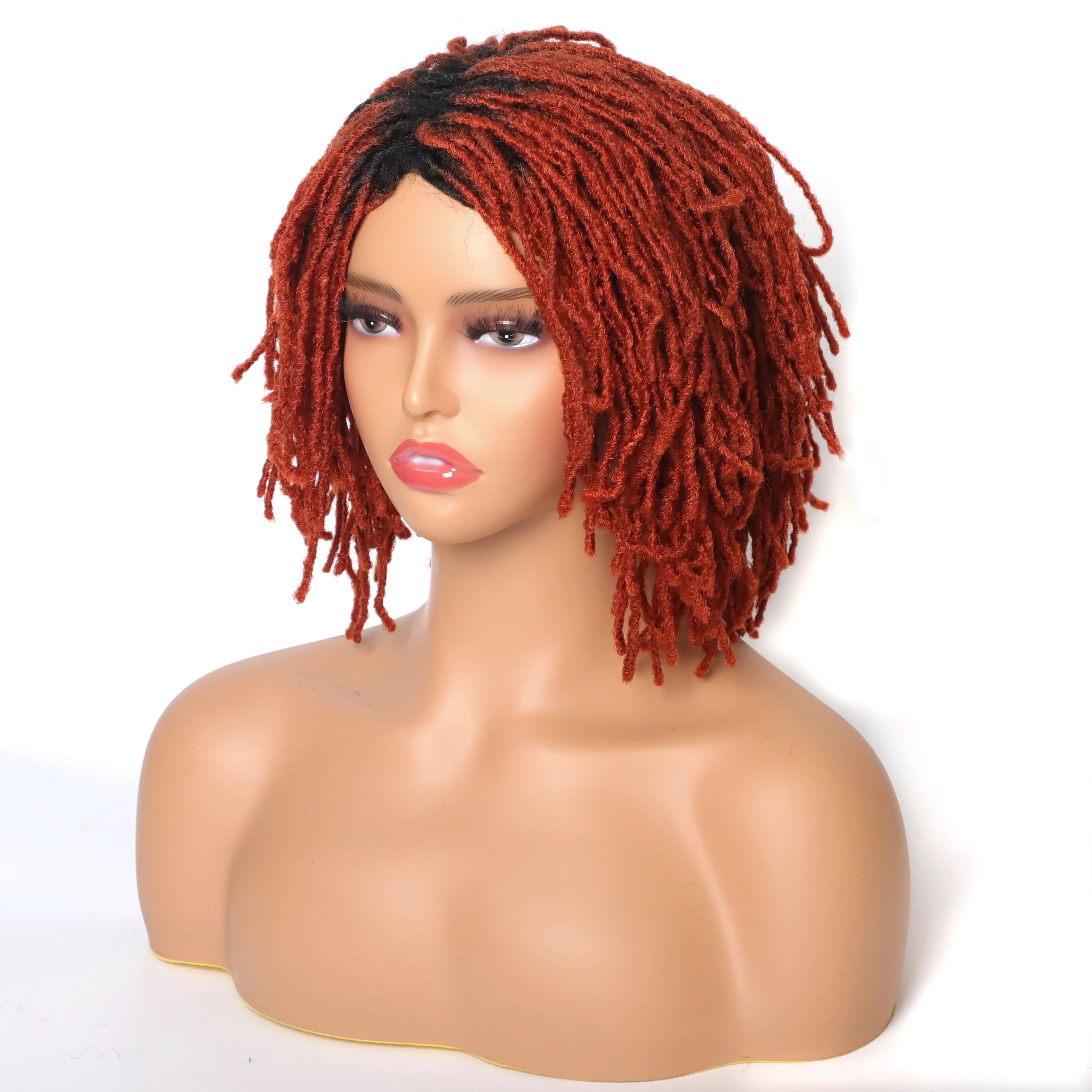 10Inches Braided Wigs  Afro Bob Wig Synthetic DreadLock Wigs For Black Woman Short Curly Ends Cosplay Yun Rong Hair