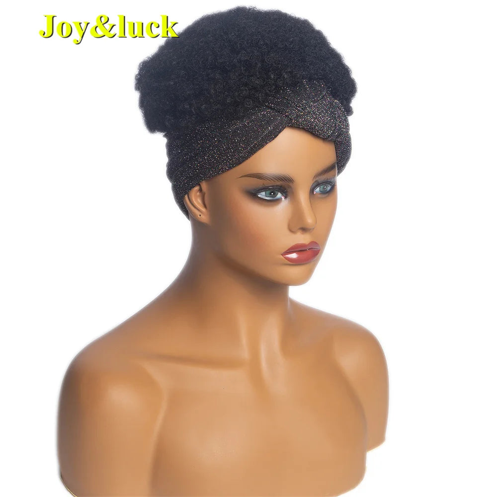 Burgundy Afro Curly Headband Wig