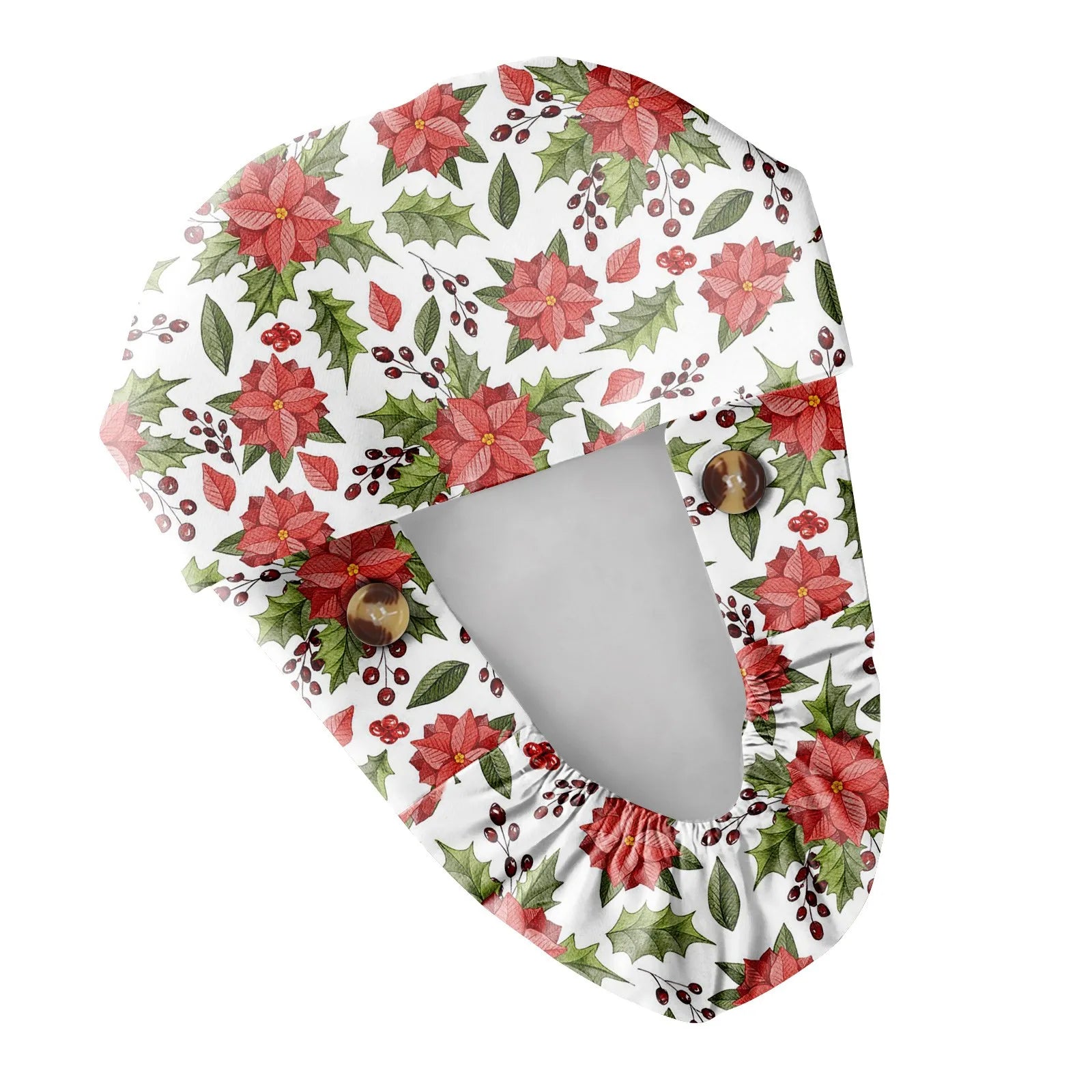 Long Hair Work Hat Fashion Christmas Print Adjustable Work Cap Beauty Salon Nursing Cap Female Surgical Hat Scrub Caps Acces