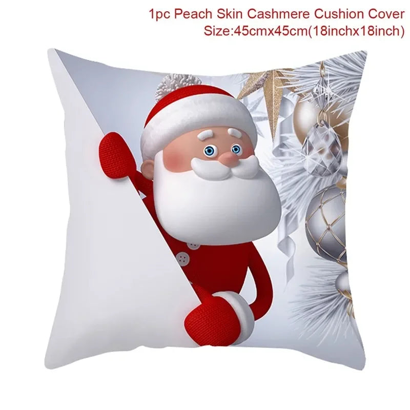Merry Christmas Cushion Cover Christmas Decorations for Home 2021 Cristmas Ornament Noel Xmas Decor Navidad Happy New Year Gifts