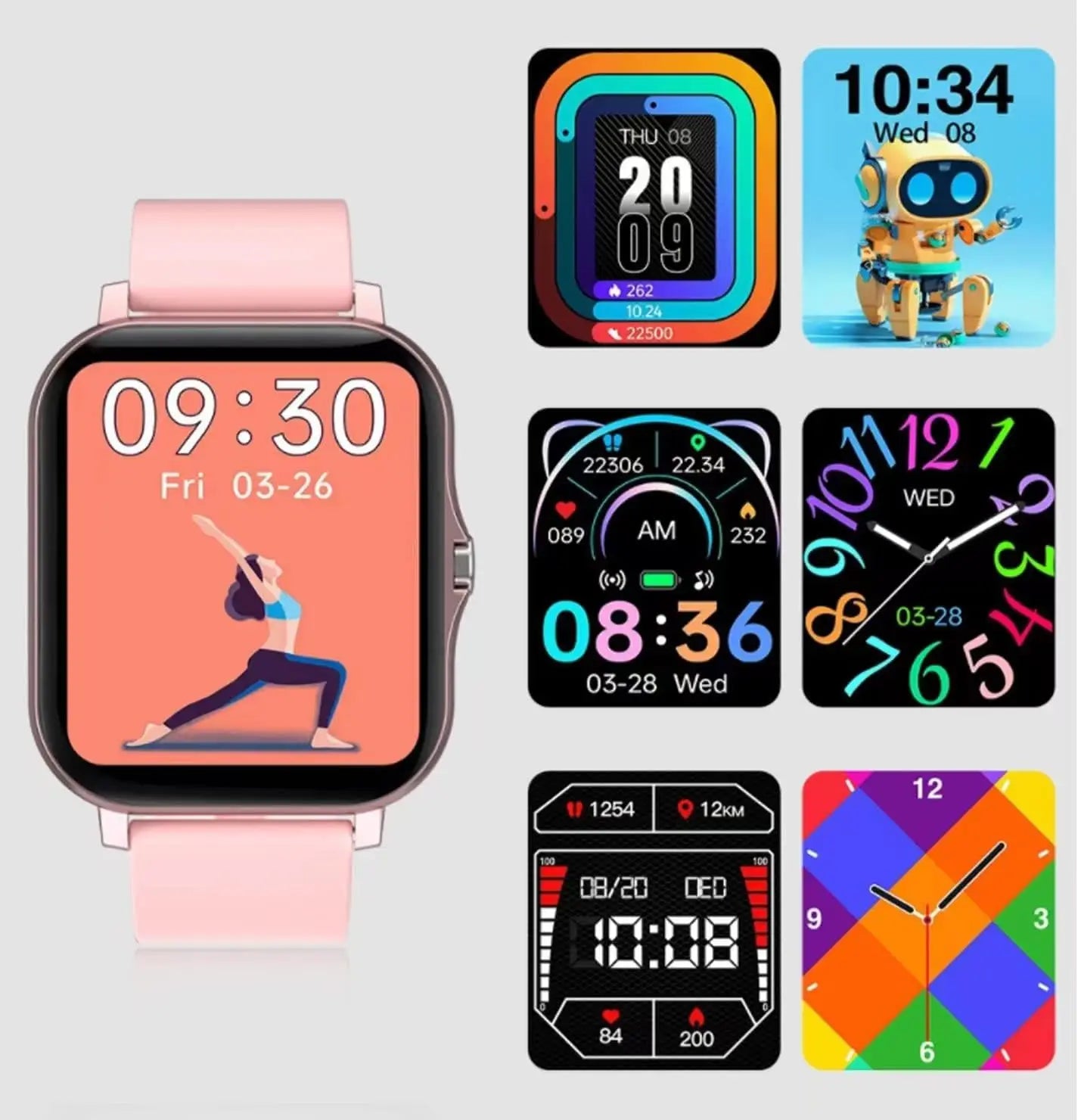 Smart Fitness Tracker Watch for Android/iOS - IP68, Heart Rate/Blood Oxygen/Sleep Monitoring, 8 Sports Modes, Breath Training