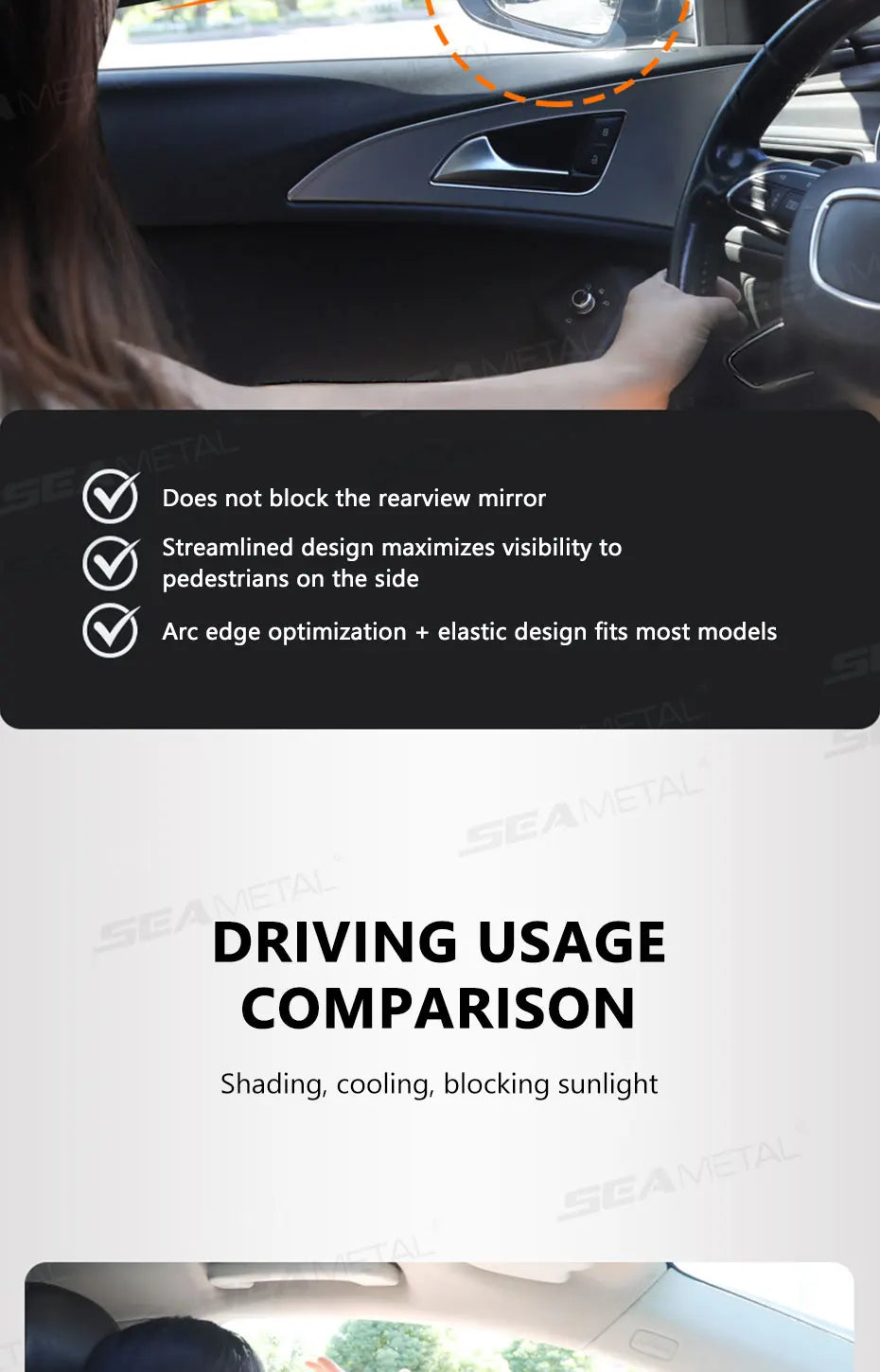 SEAMETAL Side Window Sun Shade for Car Electrostatic Curtains Anti-Glare Car Sun Protection Cover for Baby 99.9% UVR Blocking