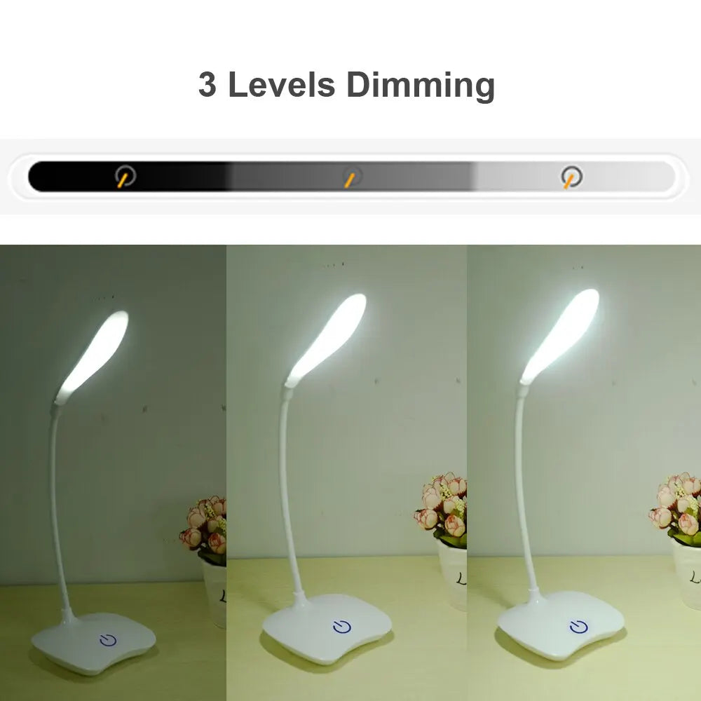 Lámpara de escritorio LED, recargable por USB, iluminación con protección ocular, luz nocturna para habitaciones, lámpara de lectura para estudiantes para mesita de noche de dormitorio