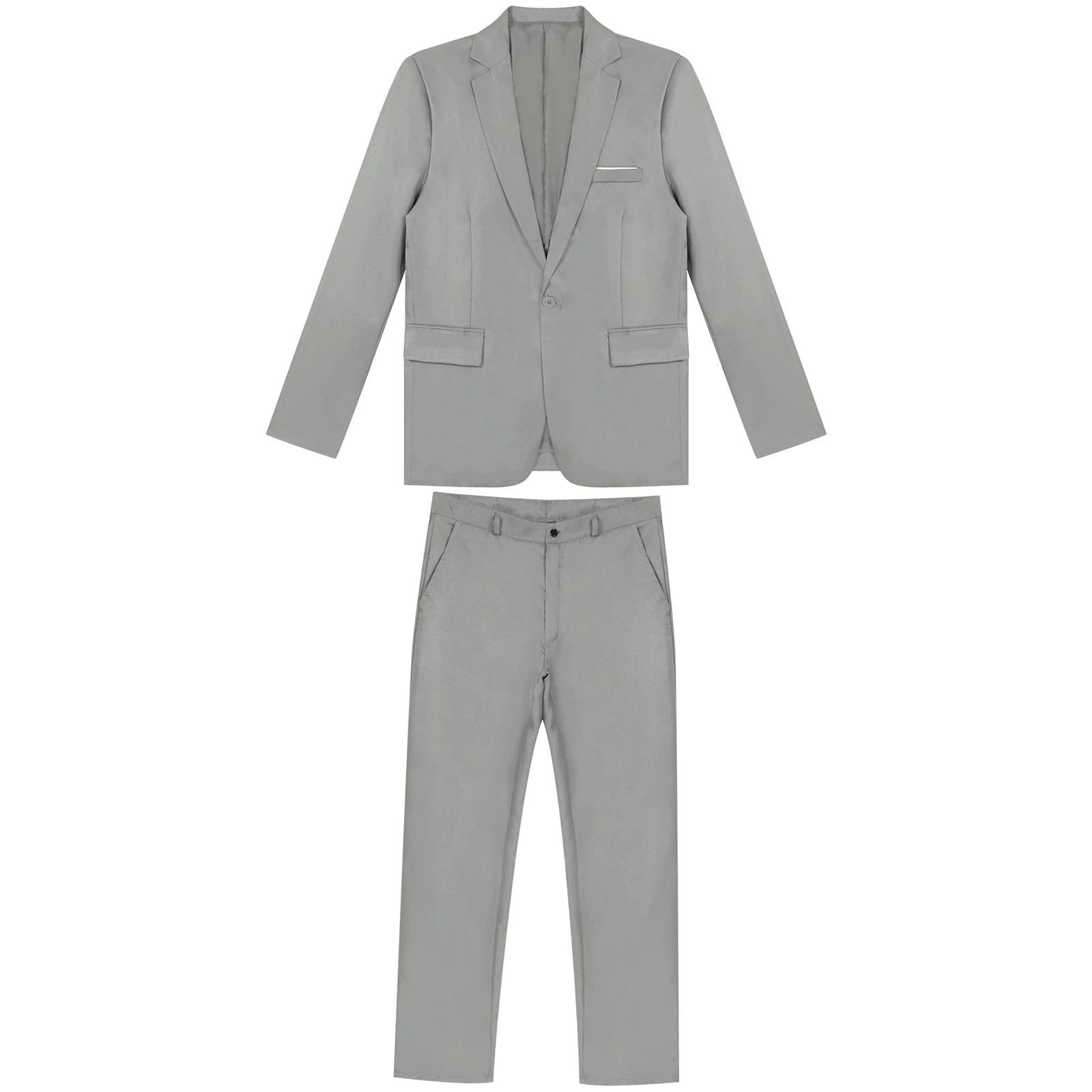 Men Gentleman Suit 2Pcs Formal Uniform Long Sleeve Lapel Blazer Jacket with Pants Office Meetings Business Wedding Party Outfits
