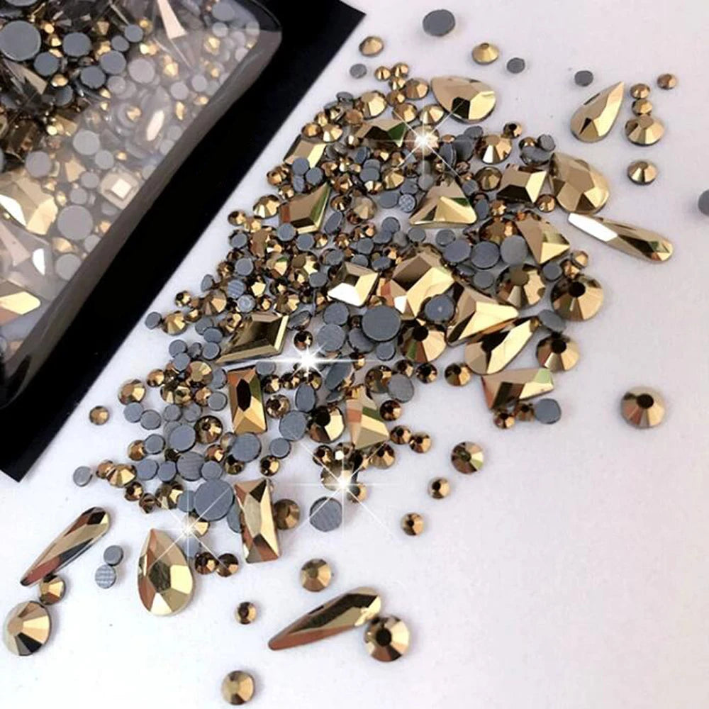 180 Uds. diamantes de imitación de cristal AB de espalda plana, gemas de diamantes de formas múltiples, piedras de cristal azul púrpura para decoración de uñas DIY