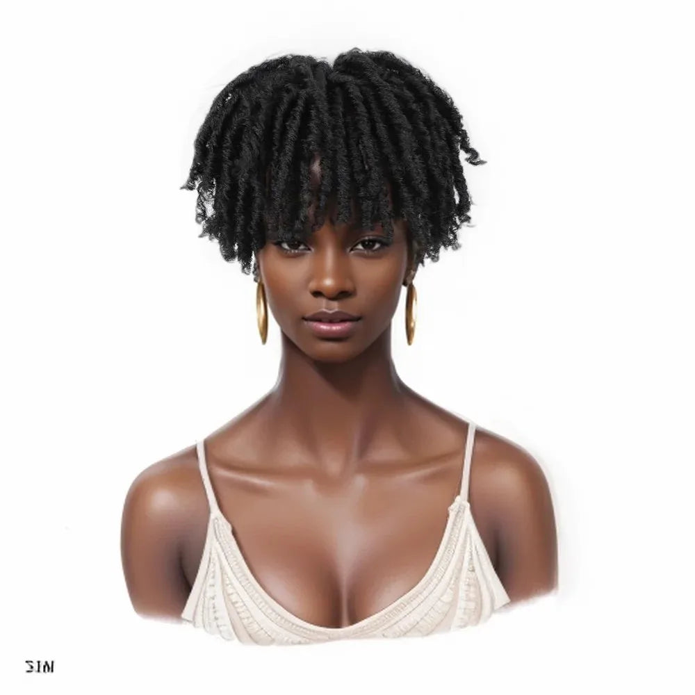 Jeedou Synthetic Toupee Hairpiece Wig Short Curly Hair Braided Hair Clip On Hair Afro Women Black Wig For Thinning Hair