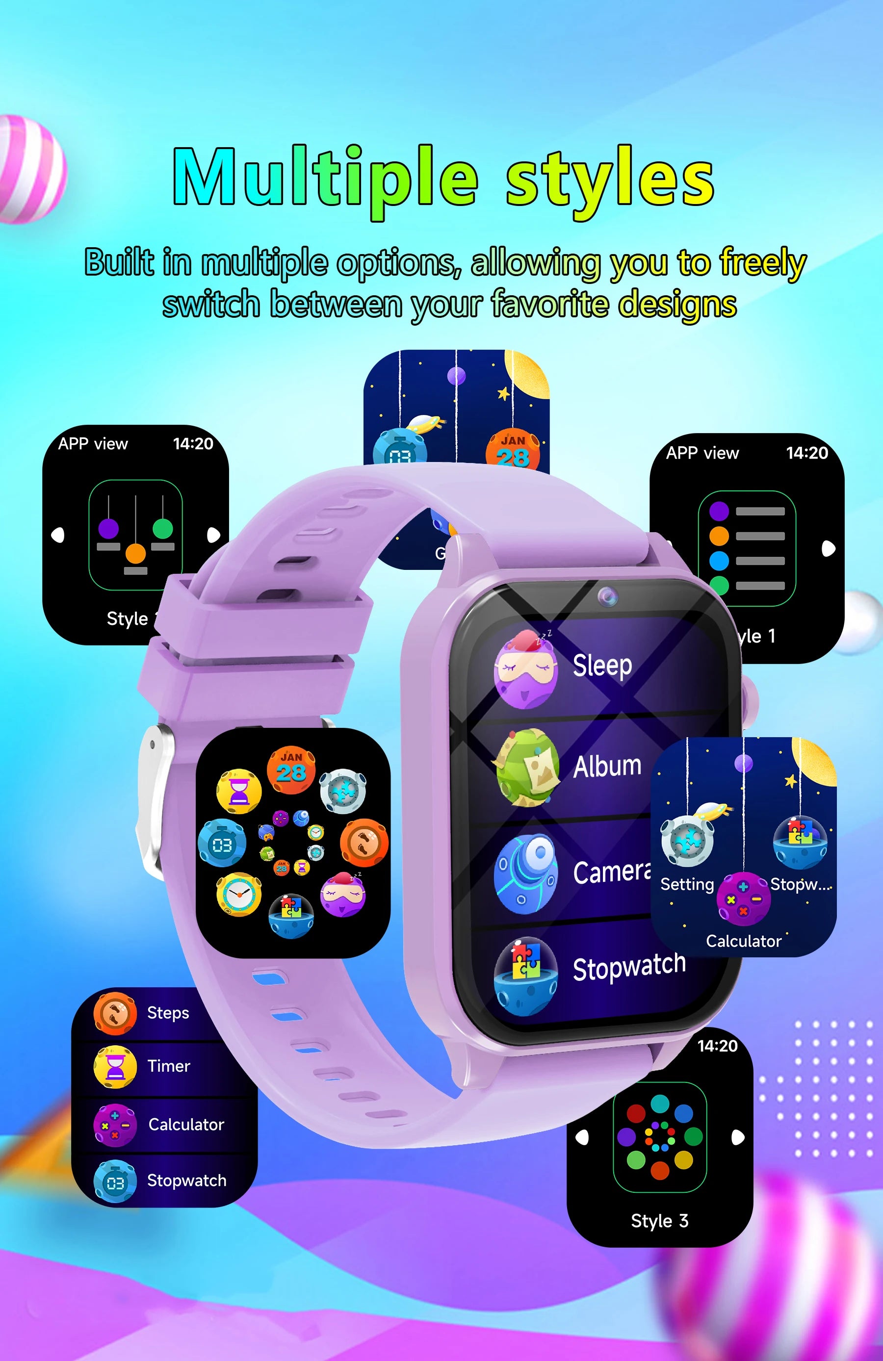 New Smart Watch For Children HD Touch Screen Camera 18 Games Sleep Monitoring Alarm Clock Calculator Birthday Gift Boy Girl
